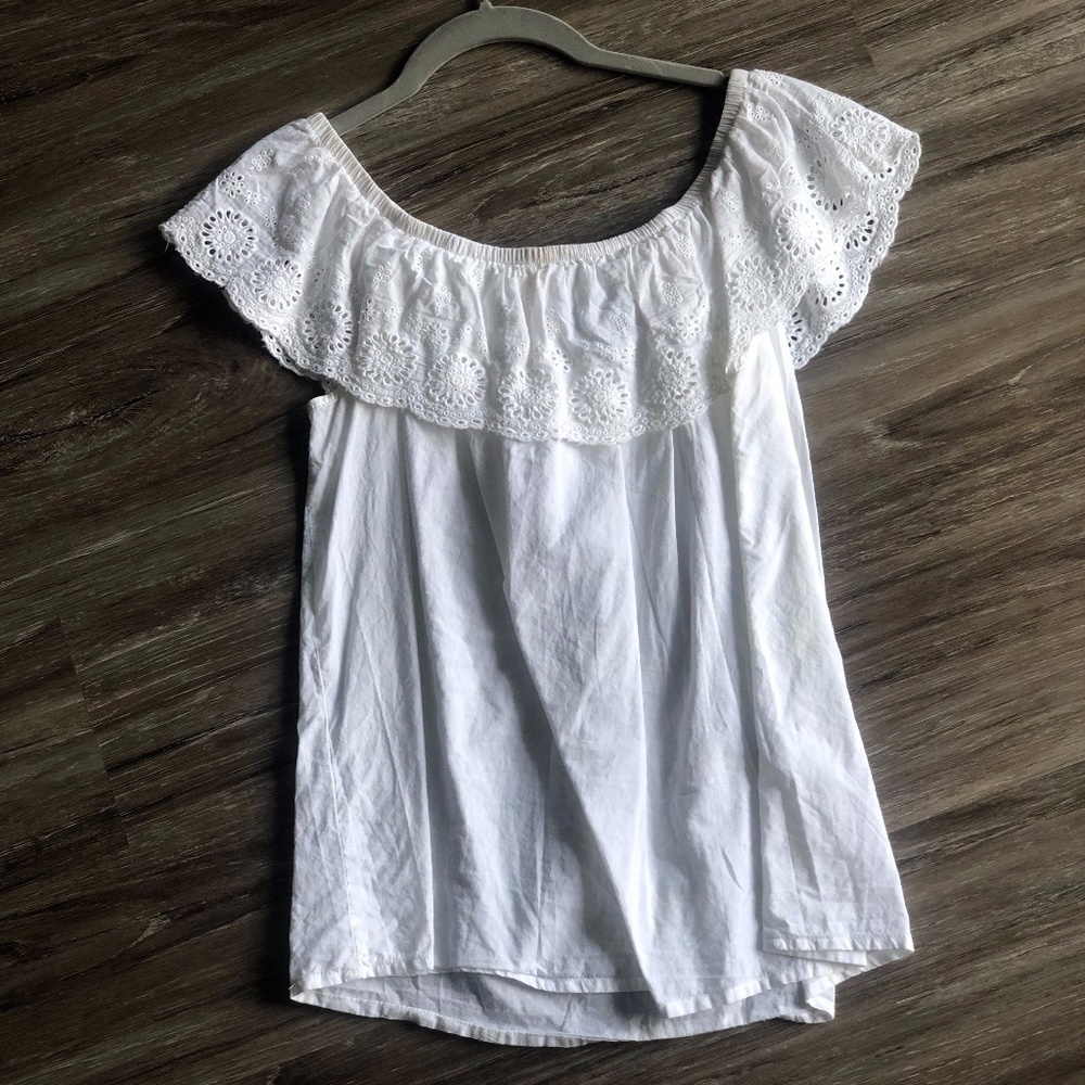 White lace off the shoulder top